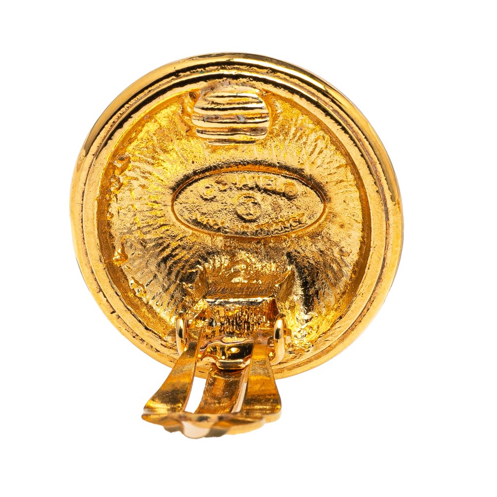 Chanel Gold Plated CC Round Clip on Earrings - Image 6