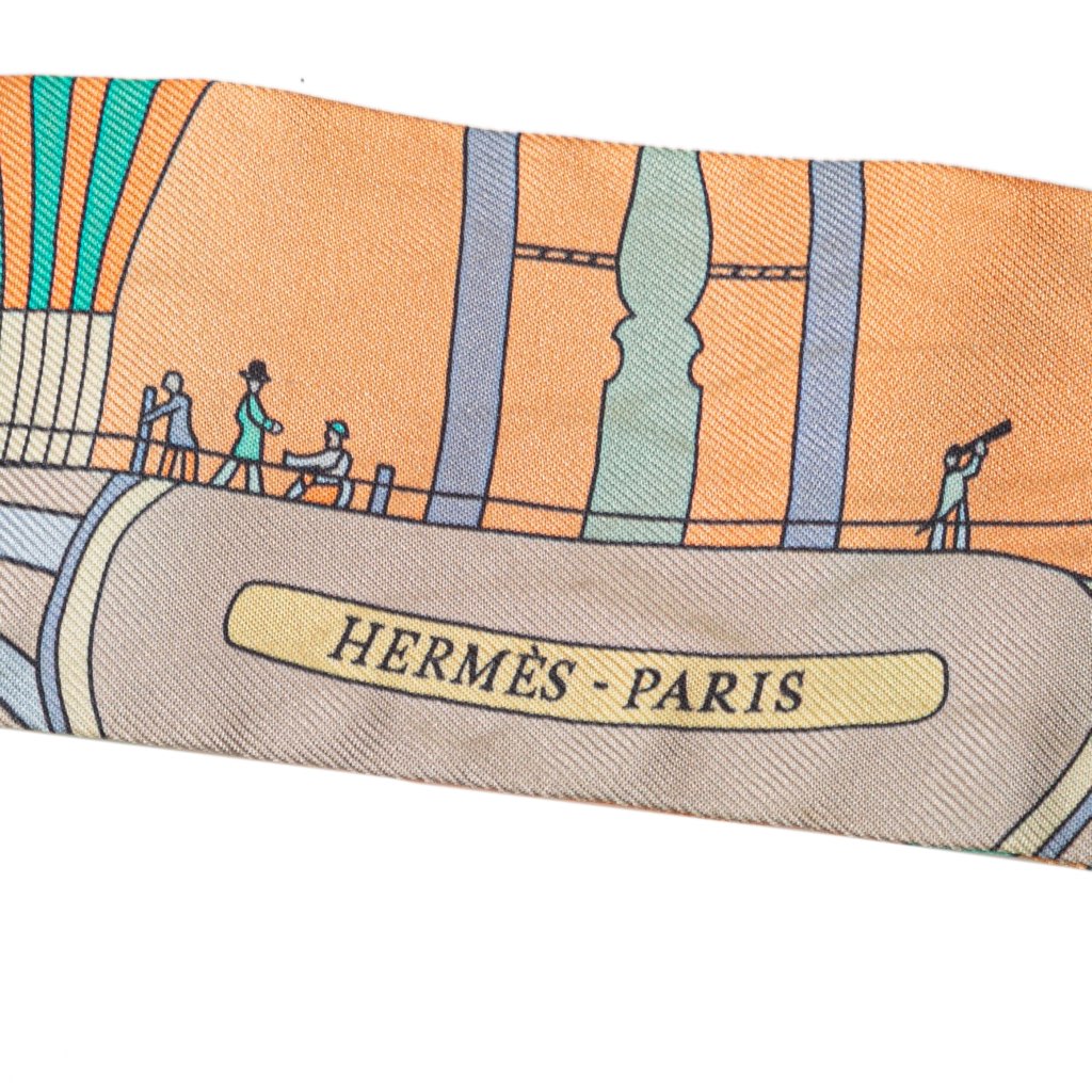 Hermès Les Folies Du Ciel Silk Twilly Scarf - Back view