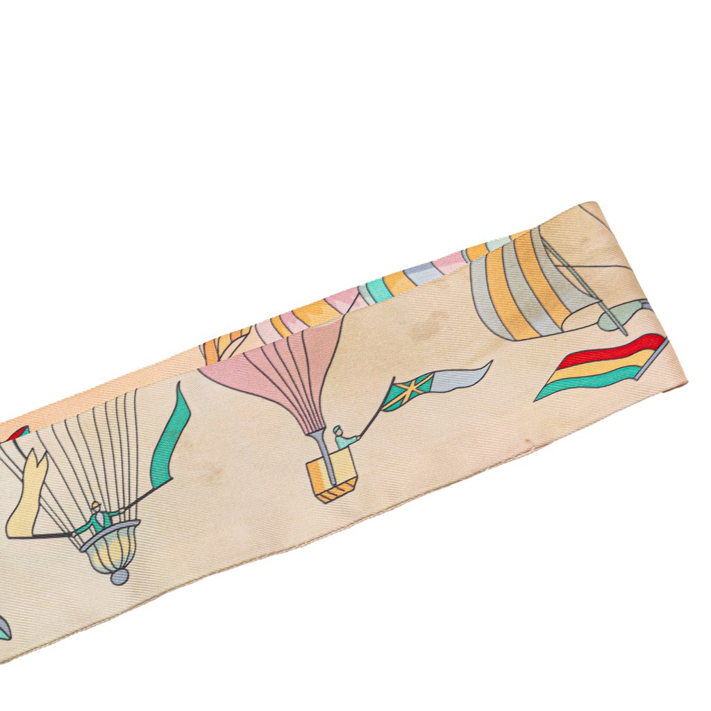 Hermès Les Folies Du Ciel Silk Twilly Scarf - Side view