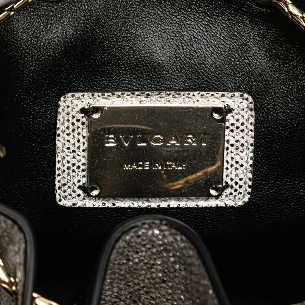 Bvlgari Metallic Karung Serpenti Forever Bucket Bag Silver Leather Good - Box View
