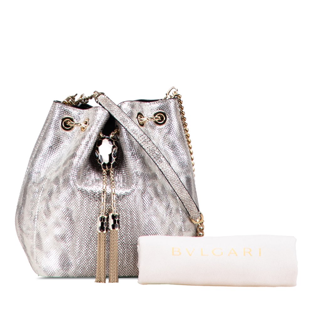 Bvlgari Metallic Karung Serpenti Forever Bucket Bag - Image 12