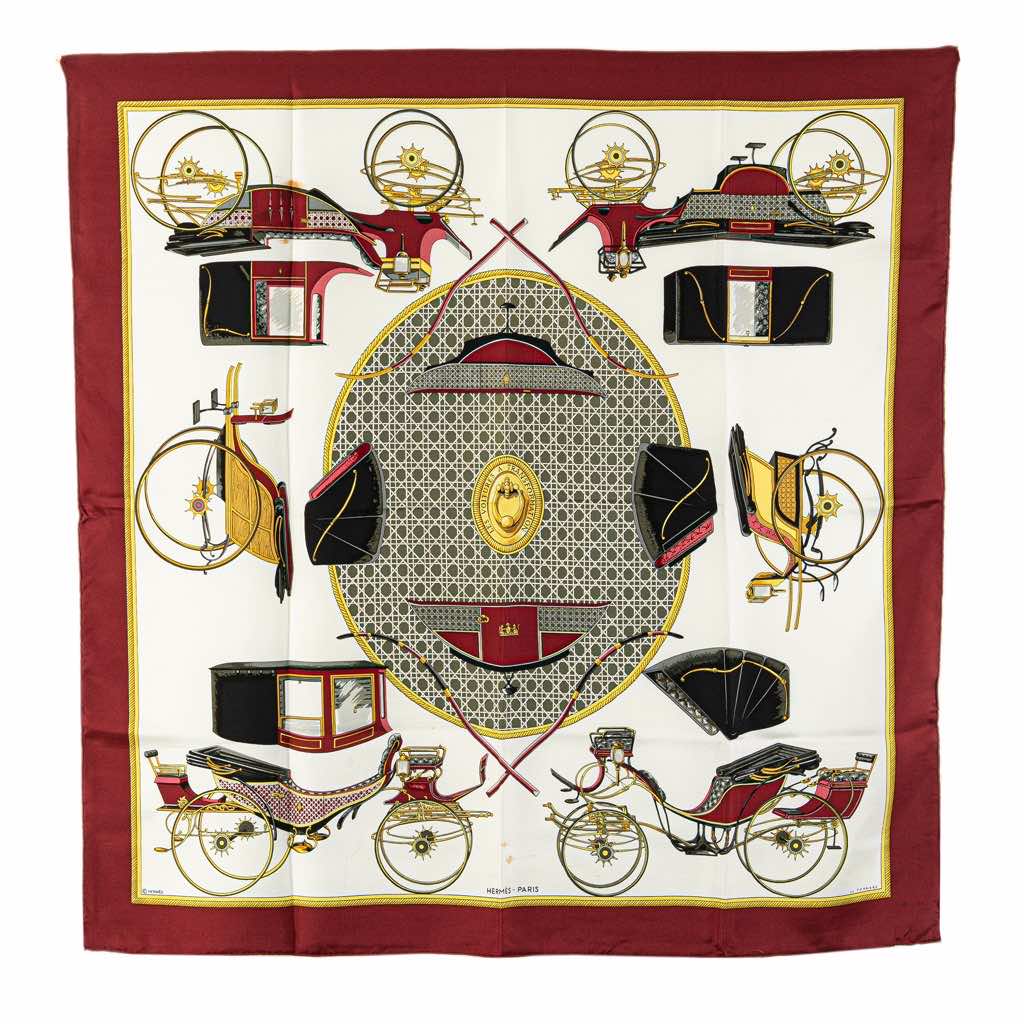 Hermès Les Voitures a Transformation Silk Scarf