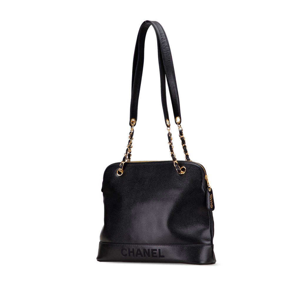 Chanel Caviar Logo Shoulder Bag - Back view