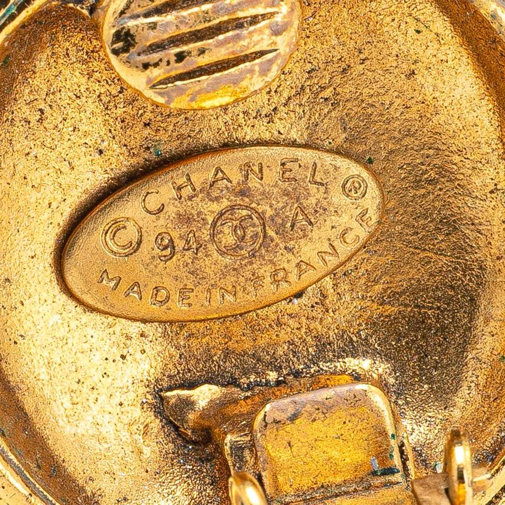 Chanel Gold Plated CC Round Clip On Earrings - Image 6