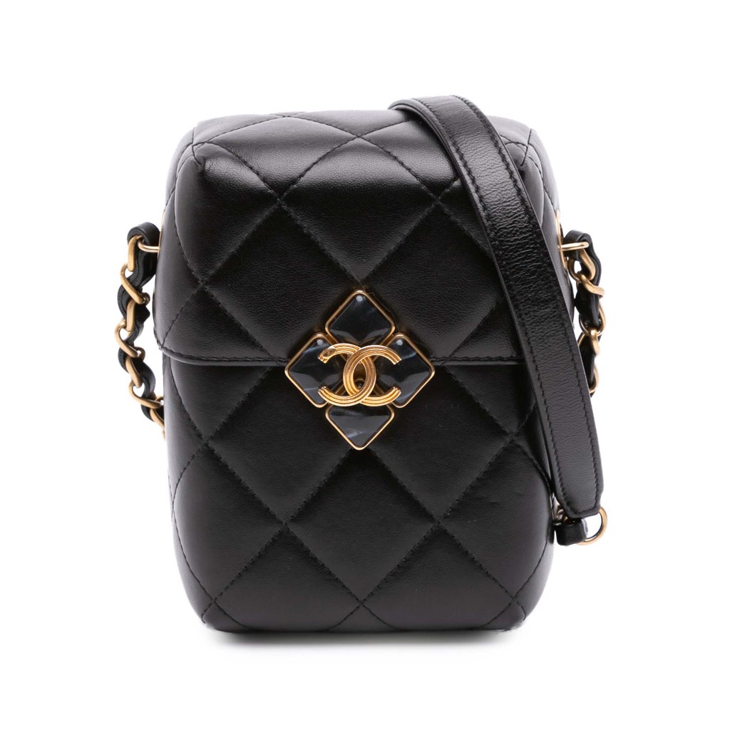 Chanel Mini Quilted Lambskin Diamond Lock Phone Holder