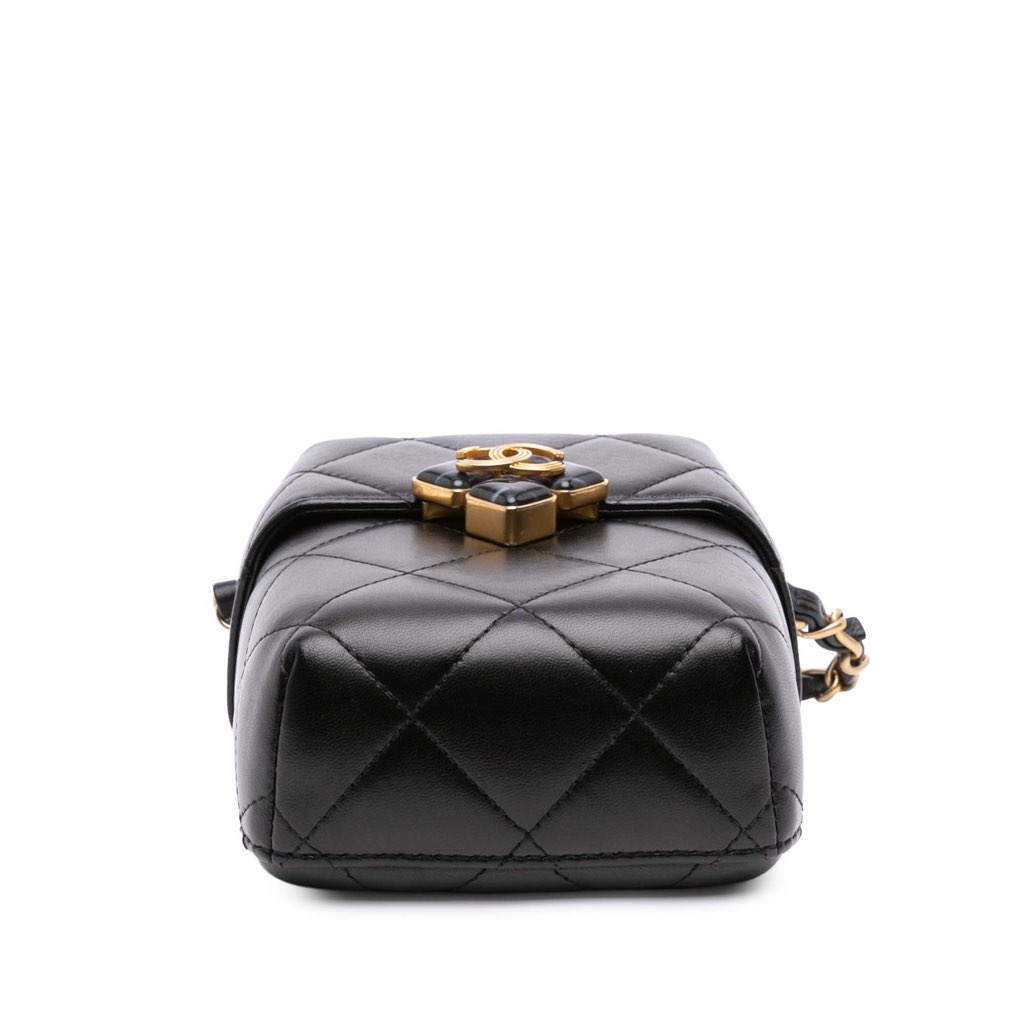 Chanel Mini Quilted Lambskin Diamond Lock Phone Holder - Image 6