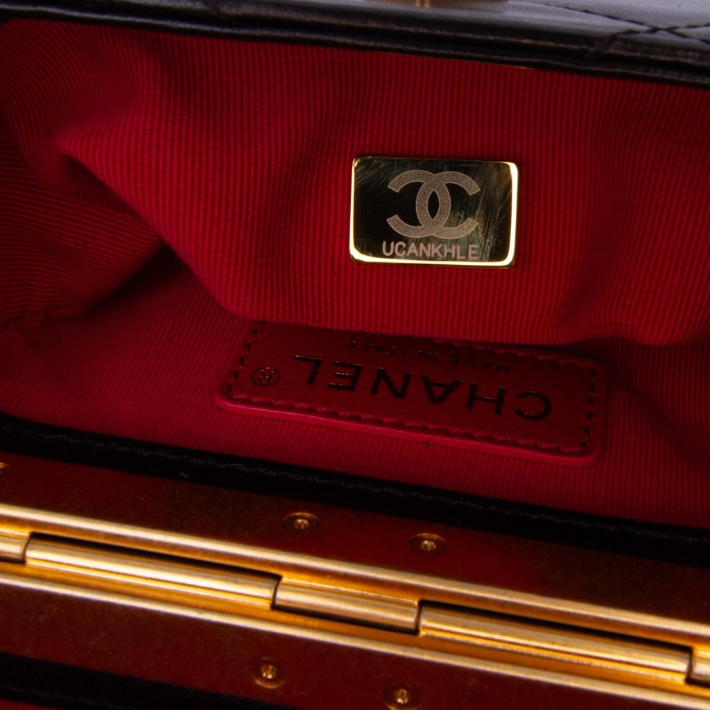 Chanel Mini Quilted Lambskin Diamond Lock Phone Holder - Side view