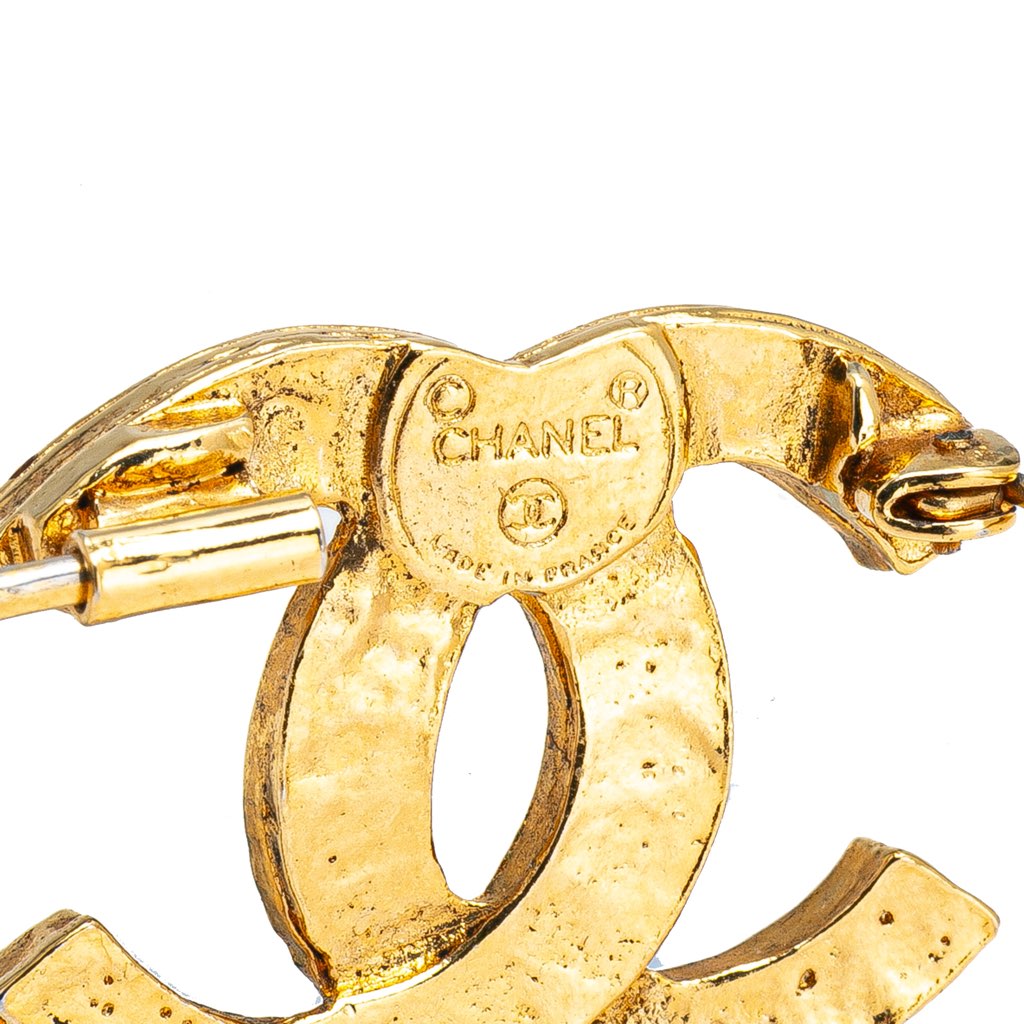Chanel Gold Plated CC Rhinestone Brooch - Image 6