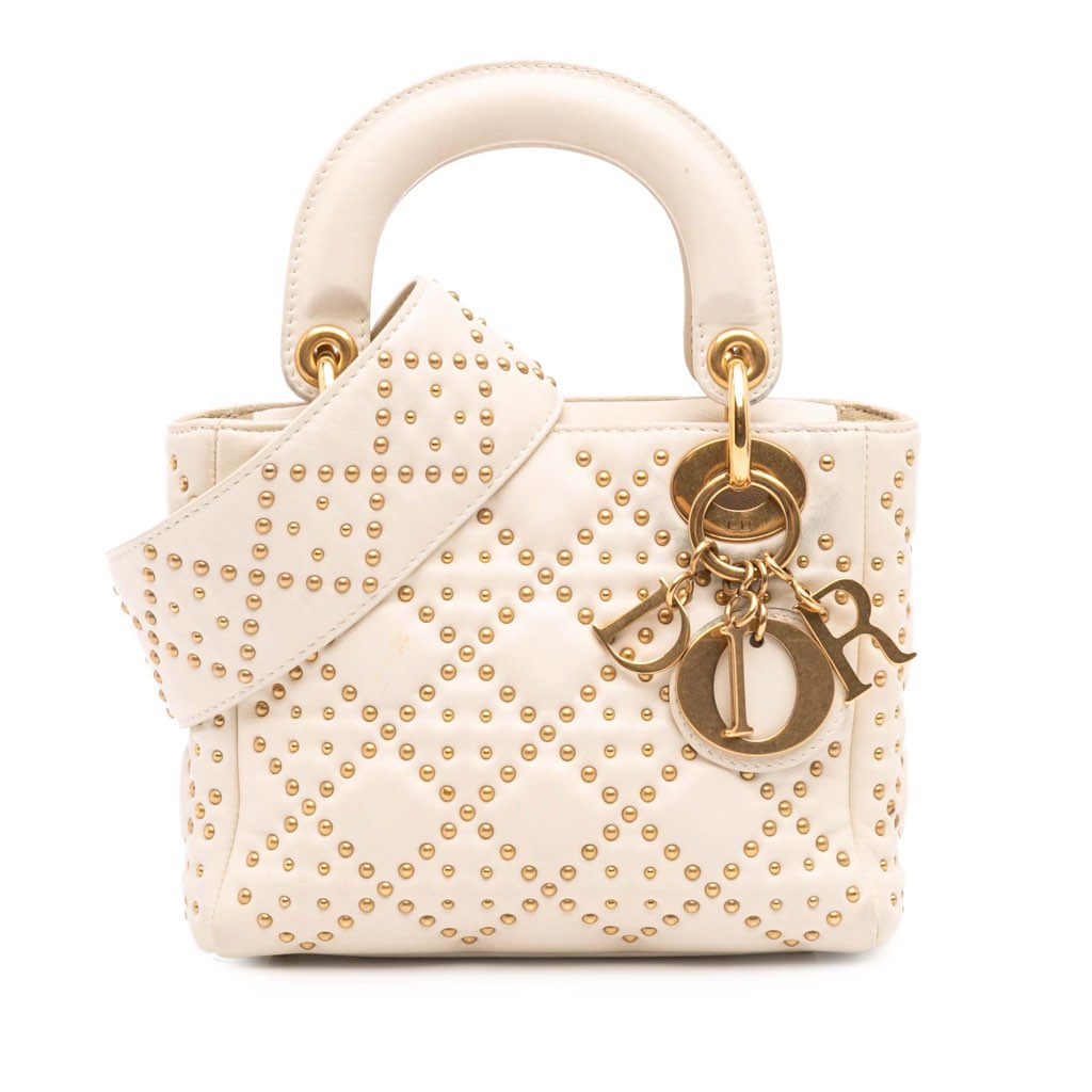 Dior Mini Lambskin Cannage Studded Supple Lady Dior