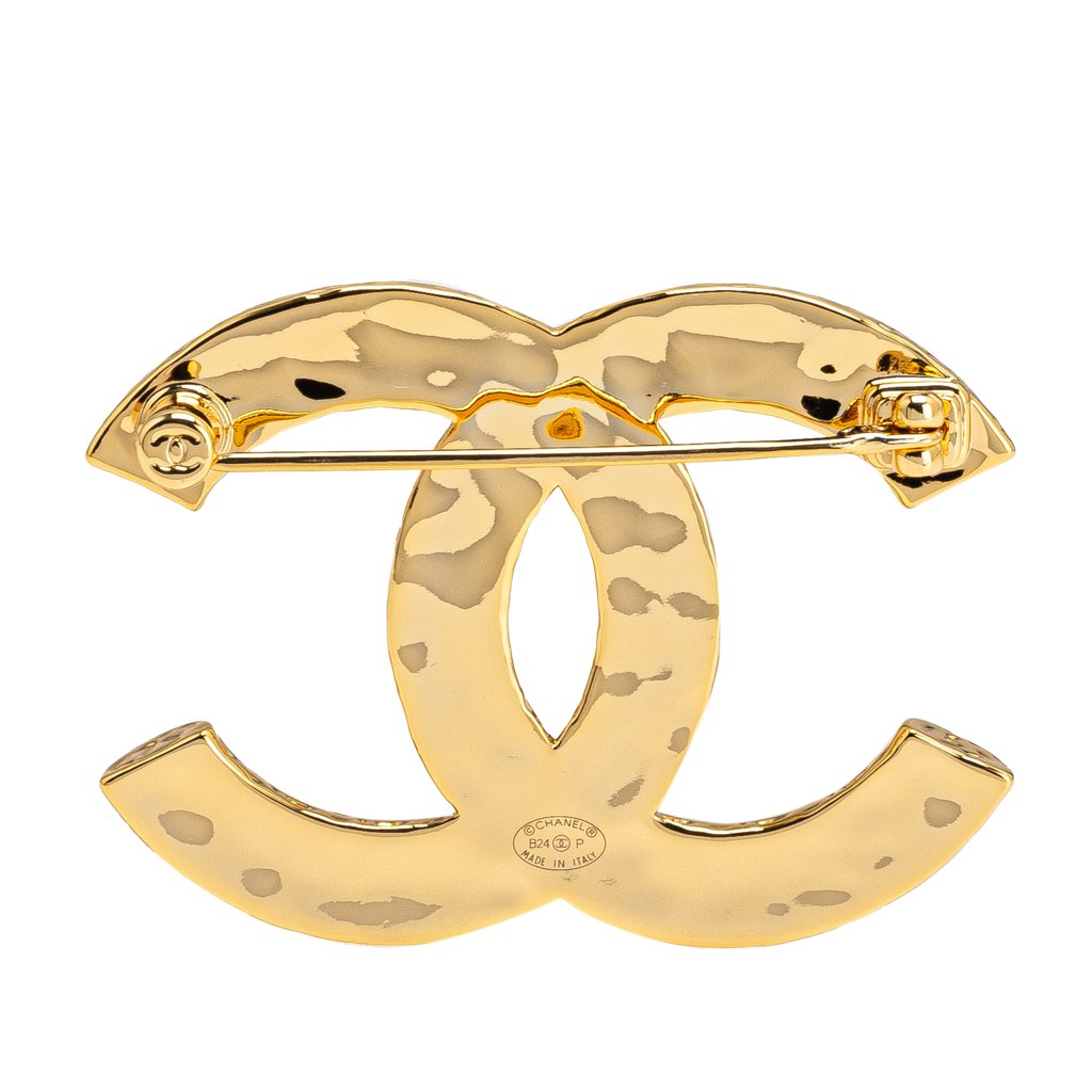 Chanel Gold Plated Enamel CC Brooch - 2