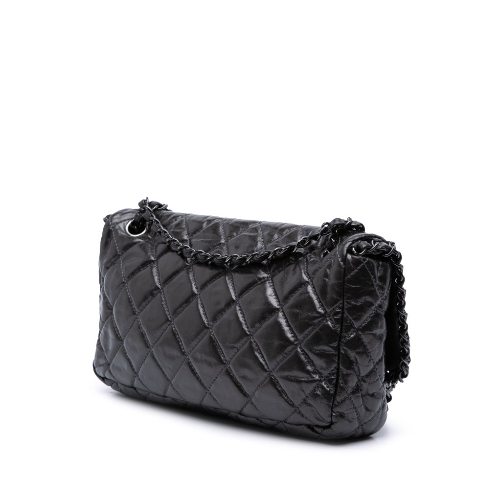 Chanel Medium Quilted Metallic Aged Calfskin Chain Me Flap - Back view
