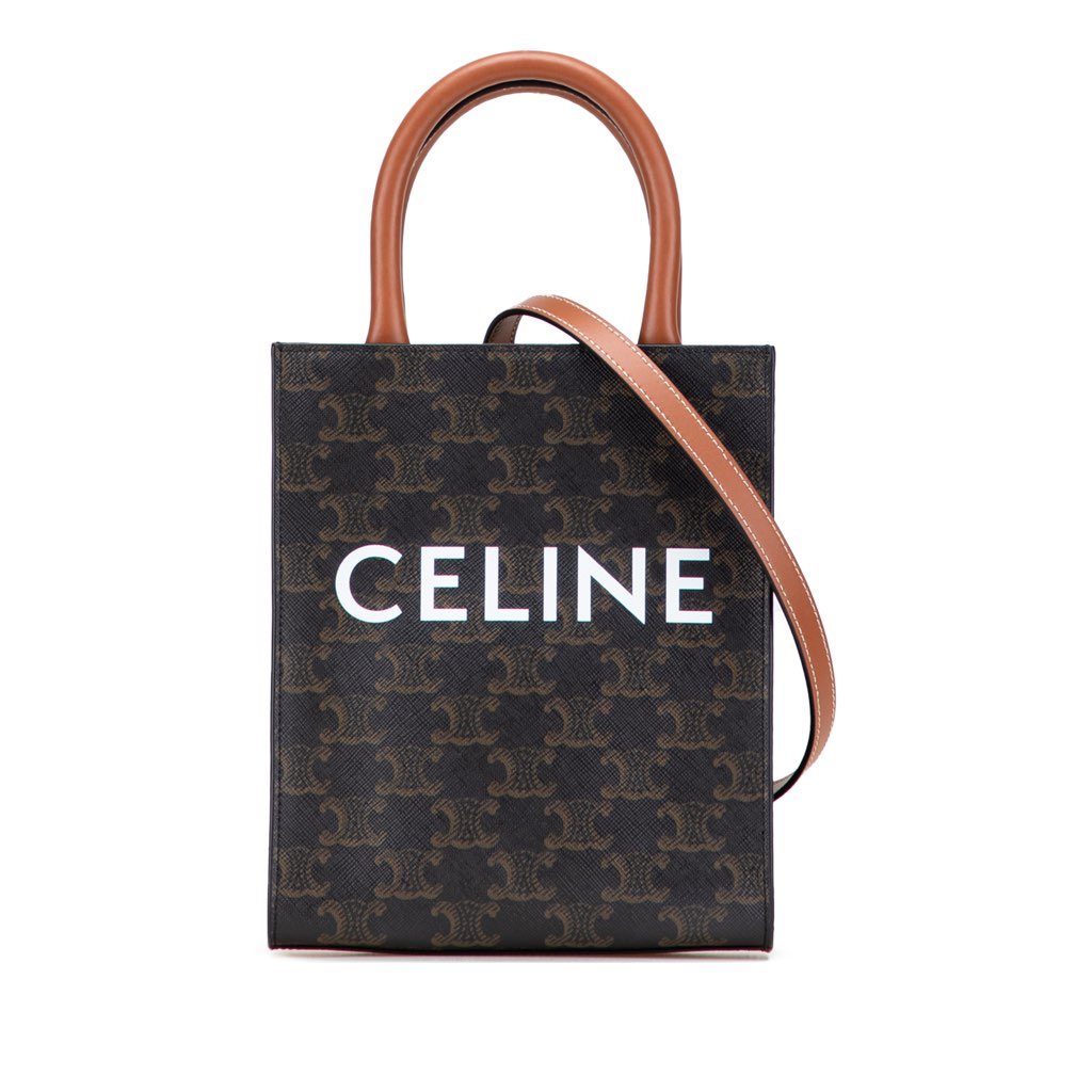 Celine Mini Triomphe Coated Canvas Vertical Cabas Satchel