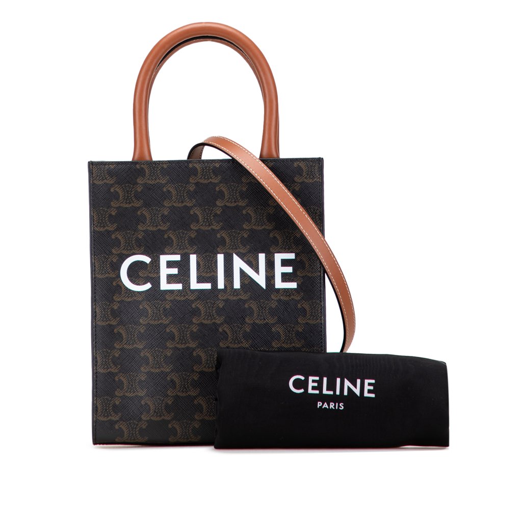 Celine Mini Triomphe Coated Canvas Vertical Cabas Satchel - Image 11