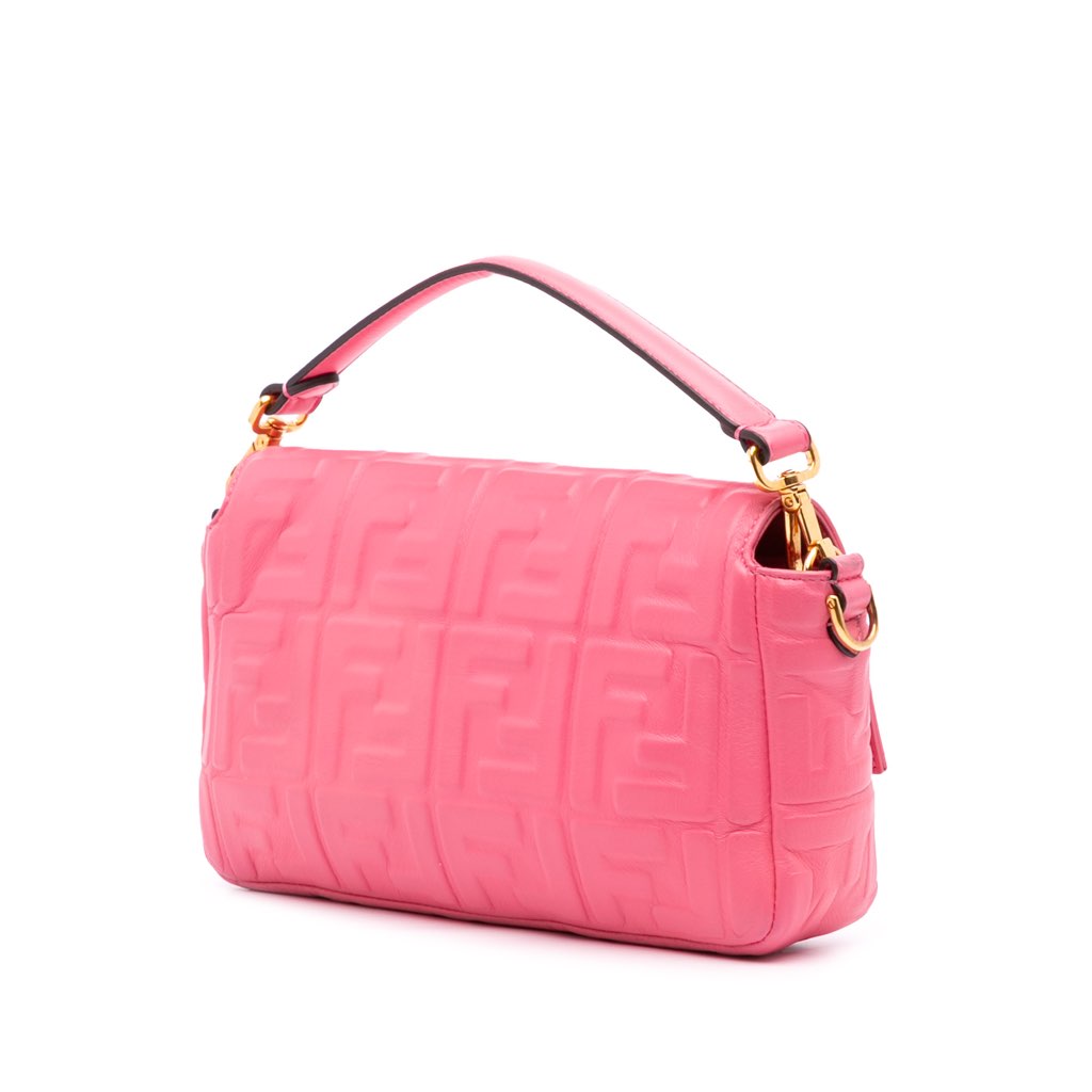 Fendi Zucca Embossed Leather Baguette Satchel - 2