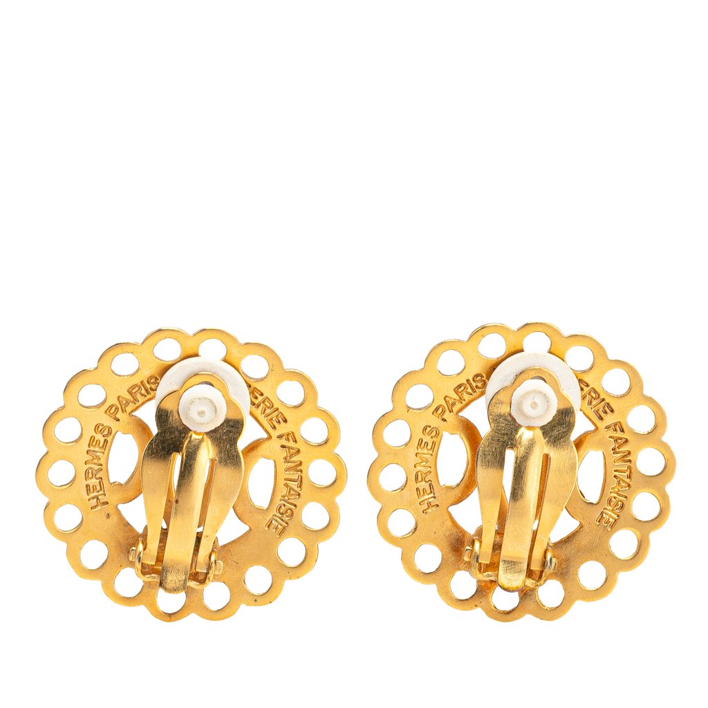 Hermès Gold Plated Bijouterie Fantaisie Clip on Earrings - Back view