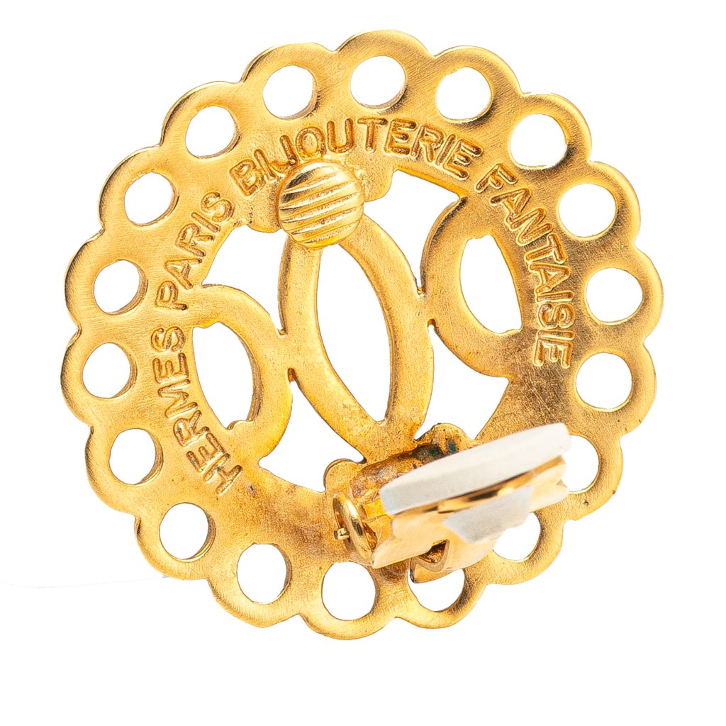 Hermès Gold Plated Bijouterie Fantaisie Clip on Earrings - Image 6