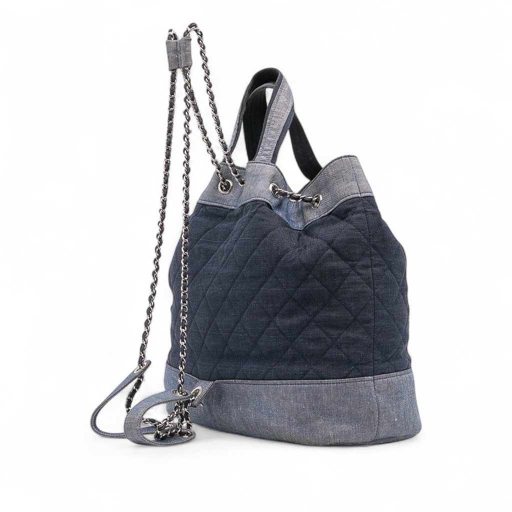 Chanel Quilted Denim Medallion Backpack - Back view