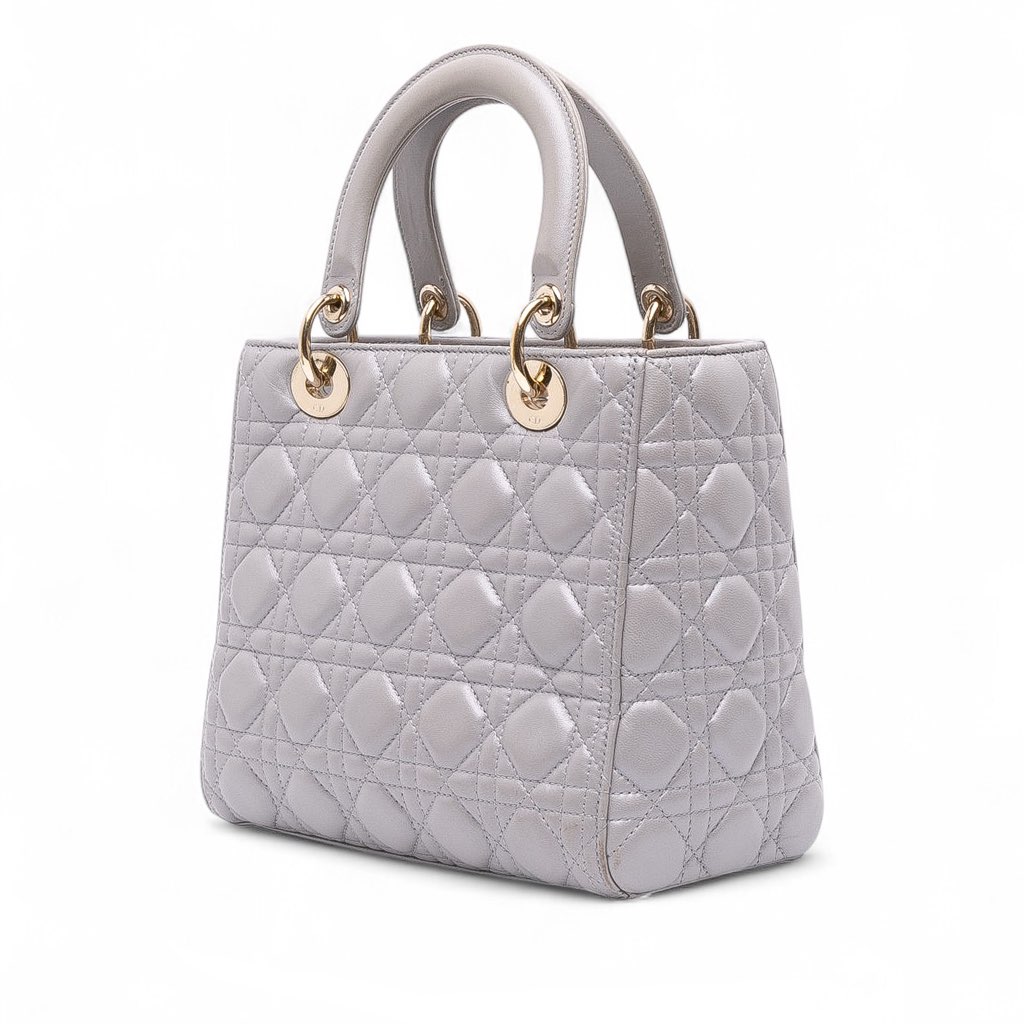 Dior Medium Pearlescent Lambskin Cannage Lady Dior - 2