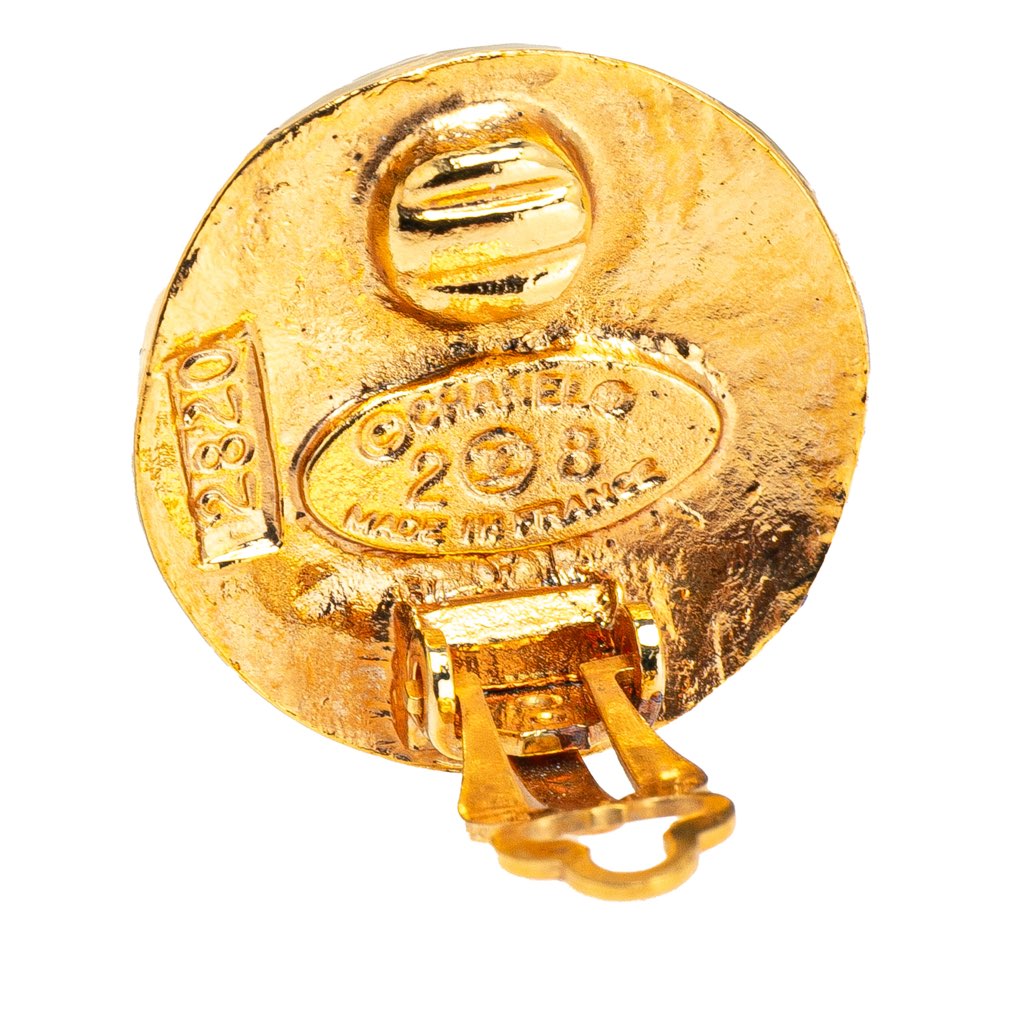Chanel Gold Plated CC Round Clip On Earrings - Image 6