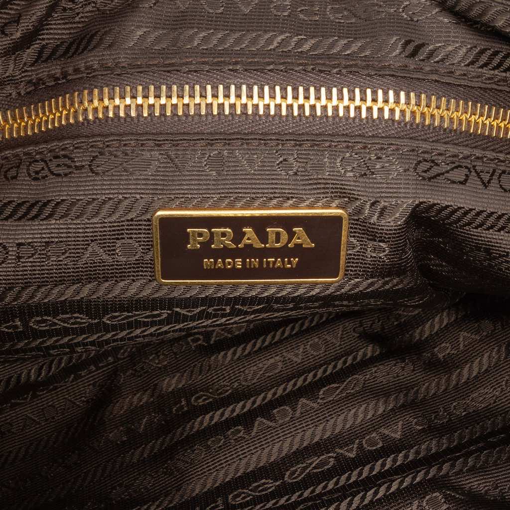 Prada Saffiano Trimmed Tessuto Stripe Shoulder Bag - 5