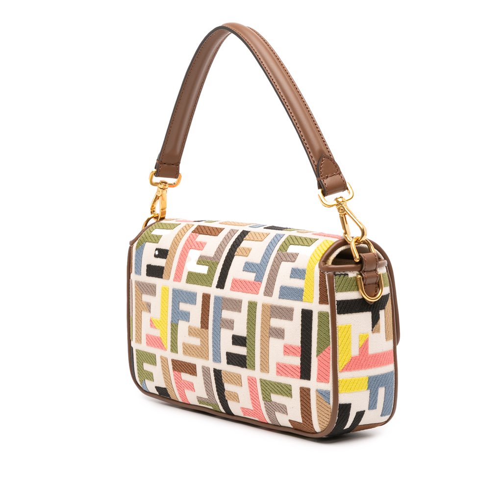 Fendi Zucca Canvas Embroidered Baguette Satchel - 2