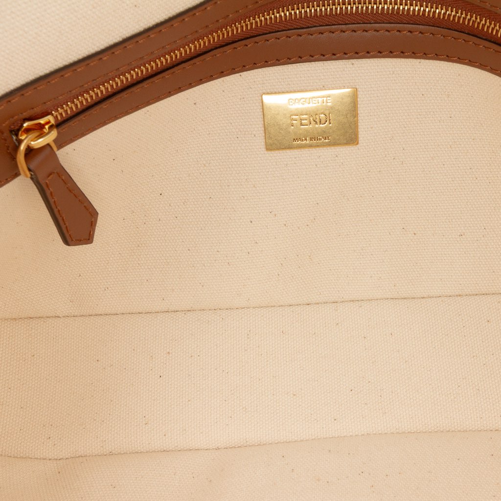 Fendi Zucca Canvas Embroidered Baguette Satchel - 4