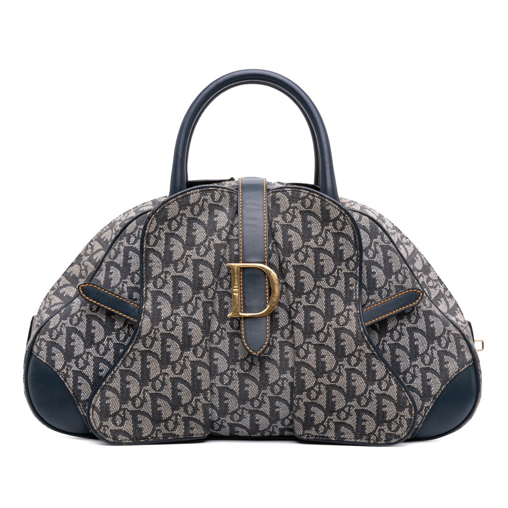 Dior Diorissimo Trotter Canvas Double Saddle Bowler Bag