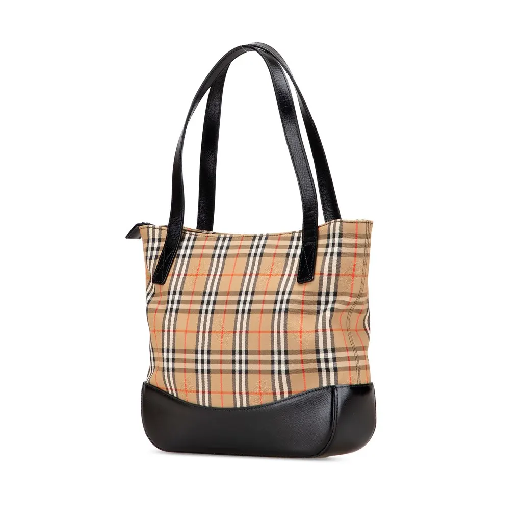 Burberry Haymarket Check Canvas Tote Brown Canvas Good - Back View