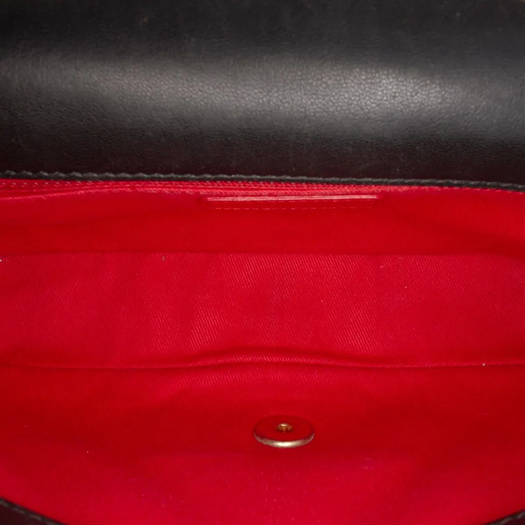 Chanel CC Quilted Lambskin Contrast Stitch Single Flap Black Leather Good - Model View