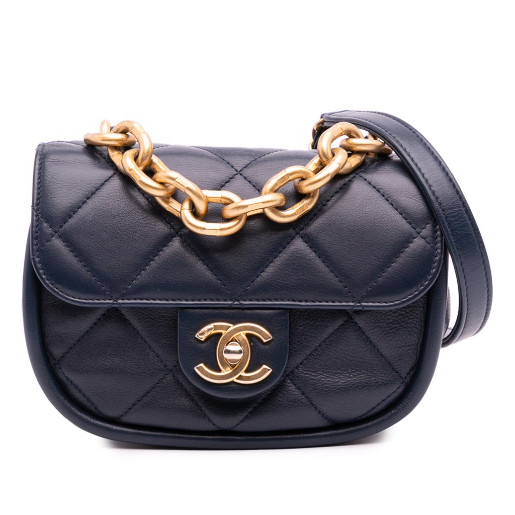 Chanel Mini CC Quilted Calfskin Round Moon Messenger Flap