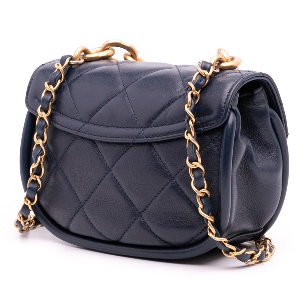 Chanel Mini CC Quilted Calfskin Round Moon Messenger Flap - Back view