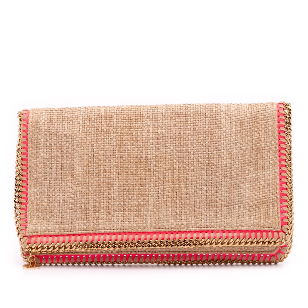 Stella Mccartney Raffia Falabella Fold Over Clutch
