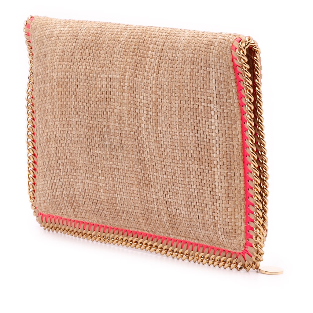 Stella Mccartney Raffia Falabella Fold Over Clutch - Back view