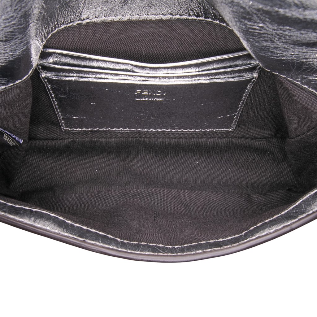 Fendi Mini Zucca Embossed Metallic Leather Baguette Satchel - 4