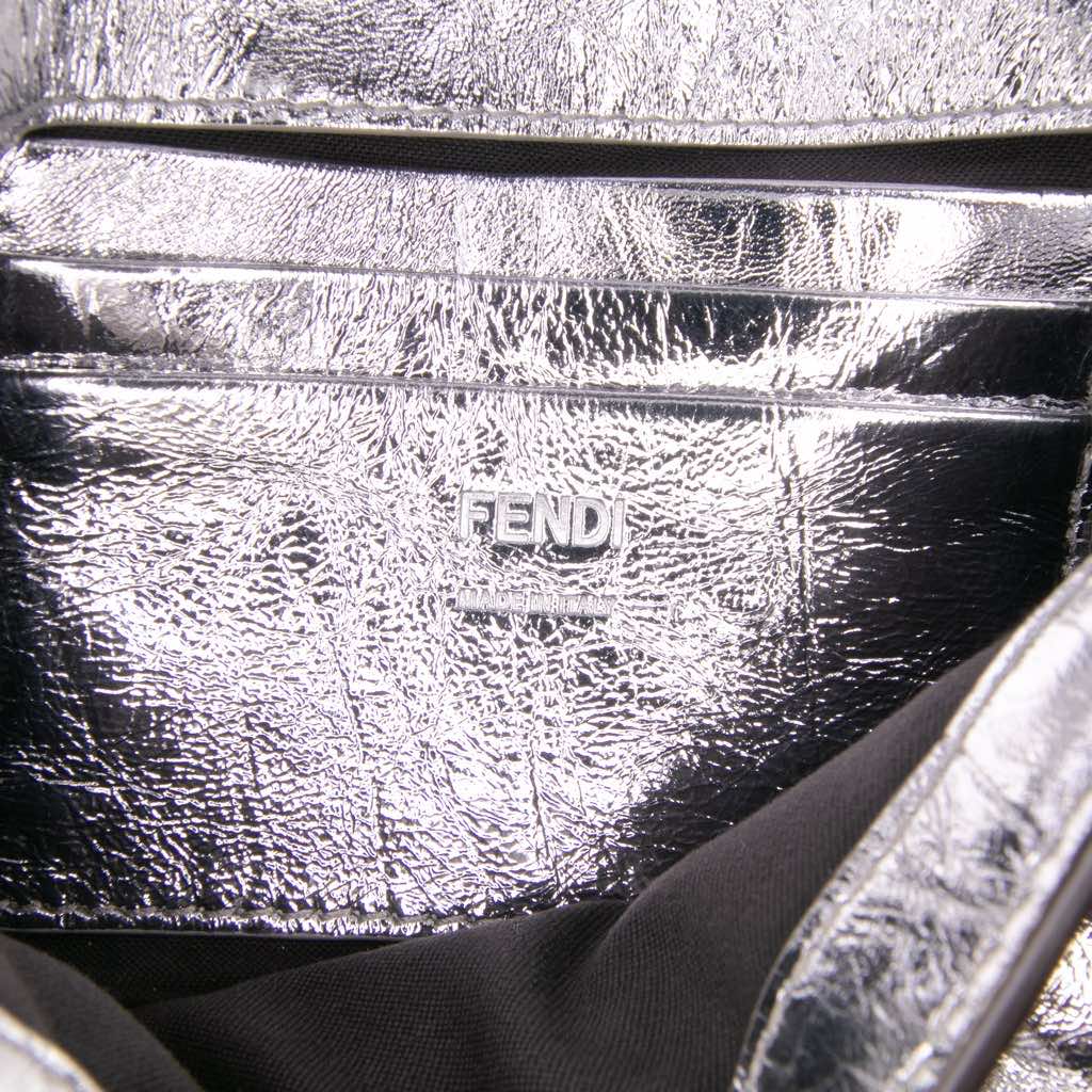 Fendi Mini Zucca Embossed Metallic Leather Baguette Satchel - 5