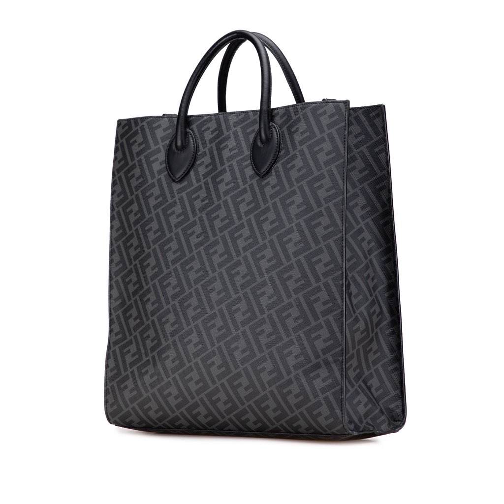 Fendi Zucca Coated Canvas Diagonal Shopping Tote - Back view