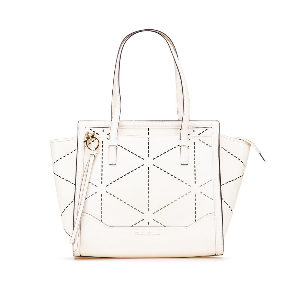 Salvatore Ferragamo Medium Perforated Leather Amy Tote