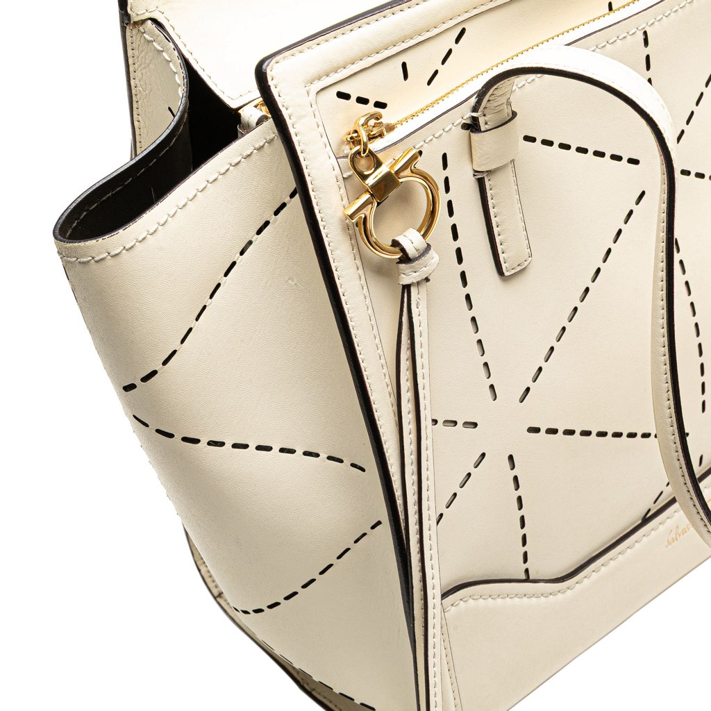 Salvatore Ferragamo Medium Perforated Leather Amy Tote - Image 10