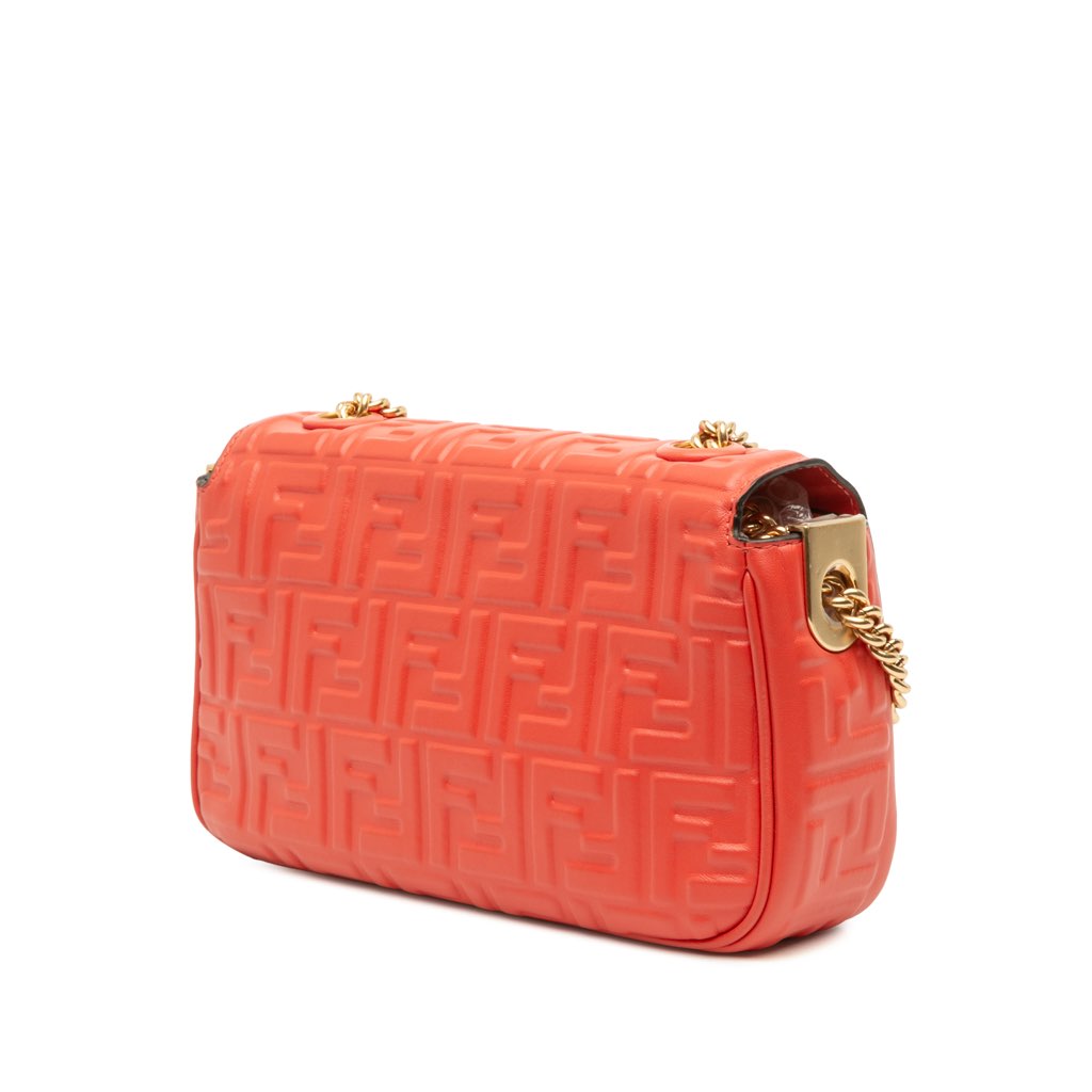 Fendi Zucca Embossed Leather Chain Midi Baguette - Back view