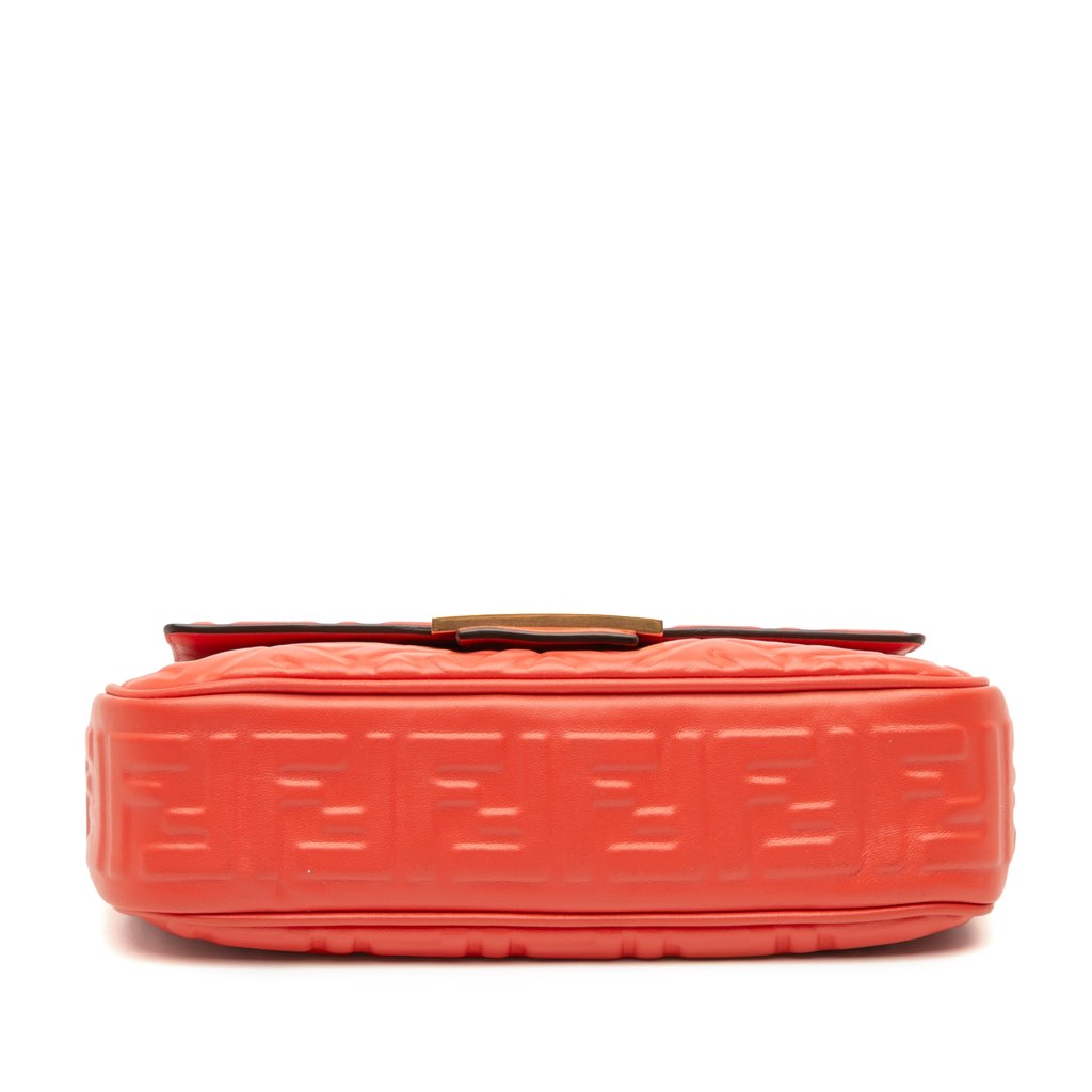Fendi Zucca Embossed Leather Chain Midi Baguette - Image 6