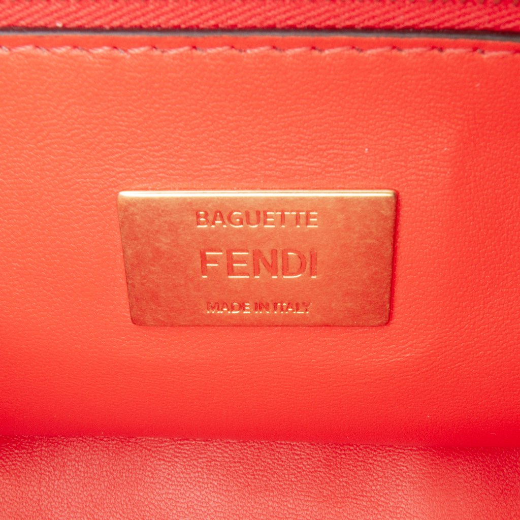 Fendi Zucca Embossed Leather Chain Midi Baguette - Side view