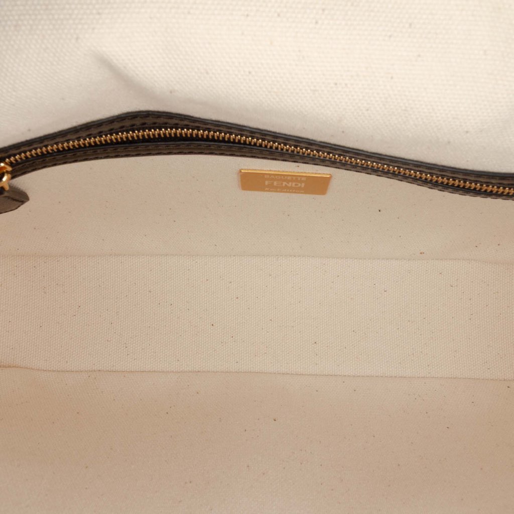 Fendi Chinese Valentines Day Zucca Embroidered Canvas Baguette Satchel - 4