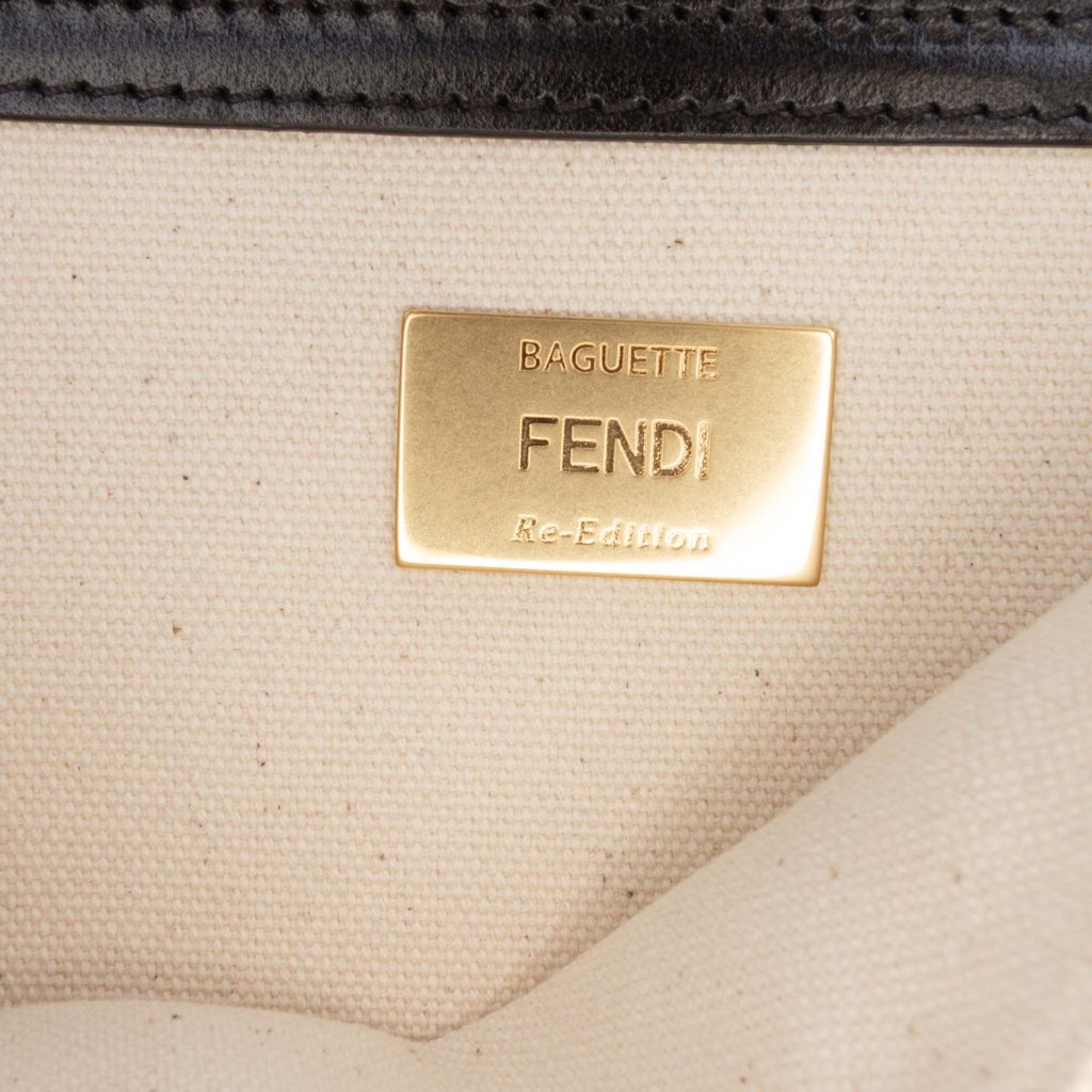 Fendi Chinese Valentines Day Zucca Embroidered Canvas Baguette Satchel - 5