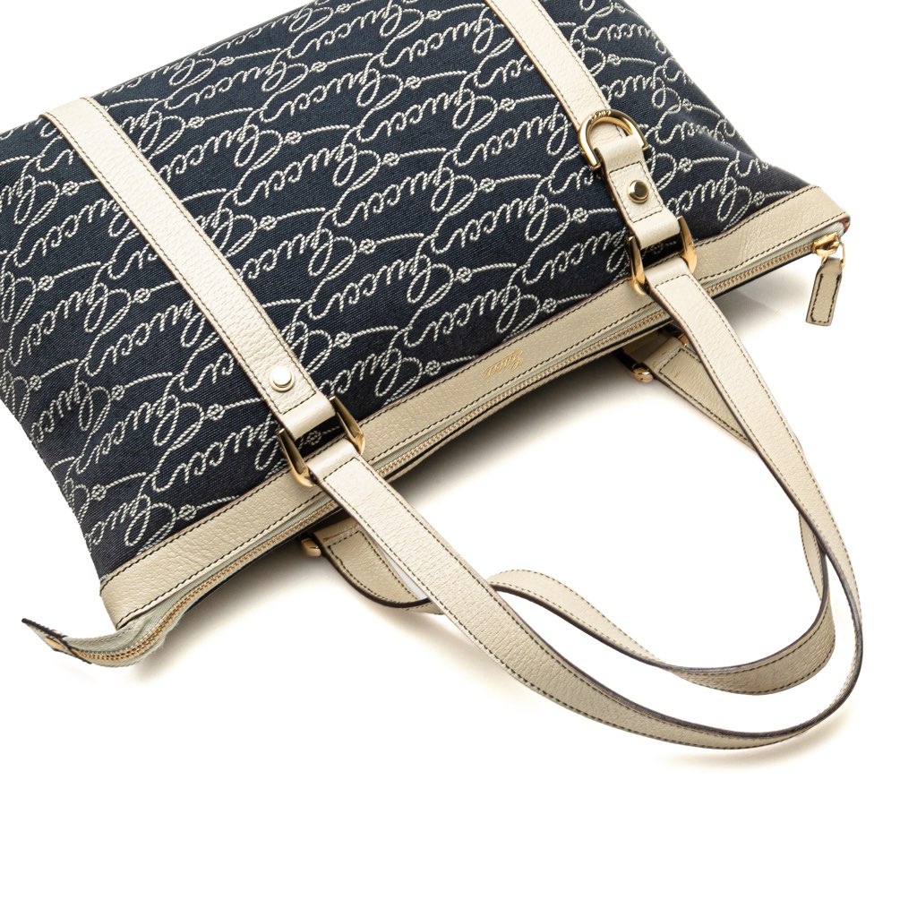 Gucci 85th Anniversary Canvas Logo Abbey D Ring Tote - Image 11