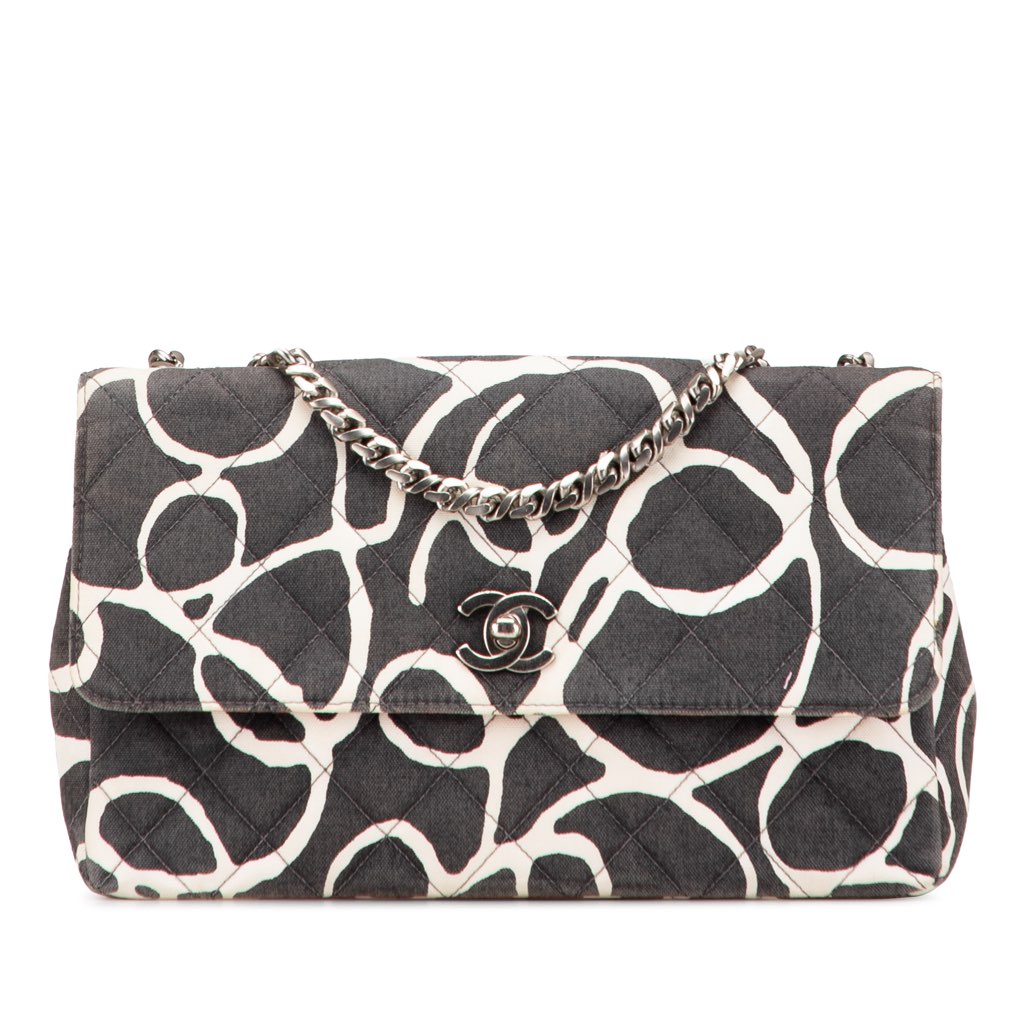 Chanel Medium CC Quilted Printed Canvas Single Flap