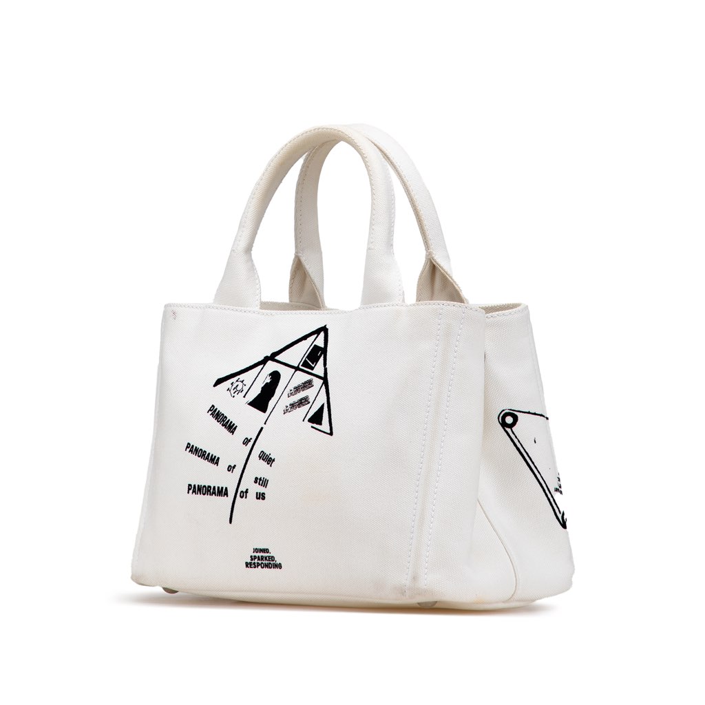 Prada Small Canvas Canapa Floral And Symbols Satchel - Back view