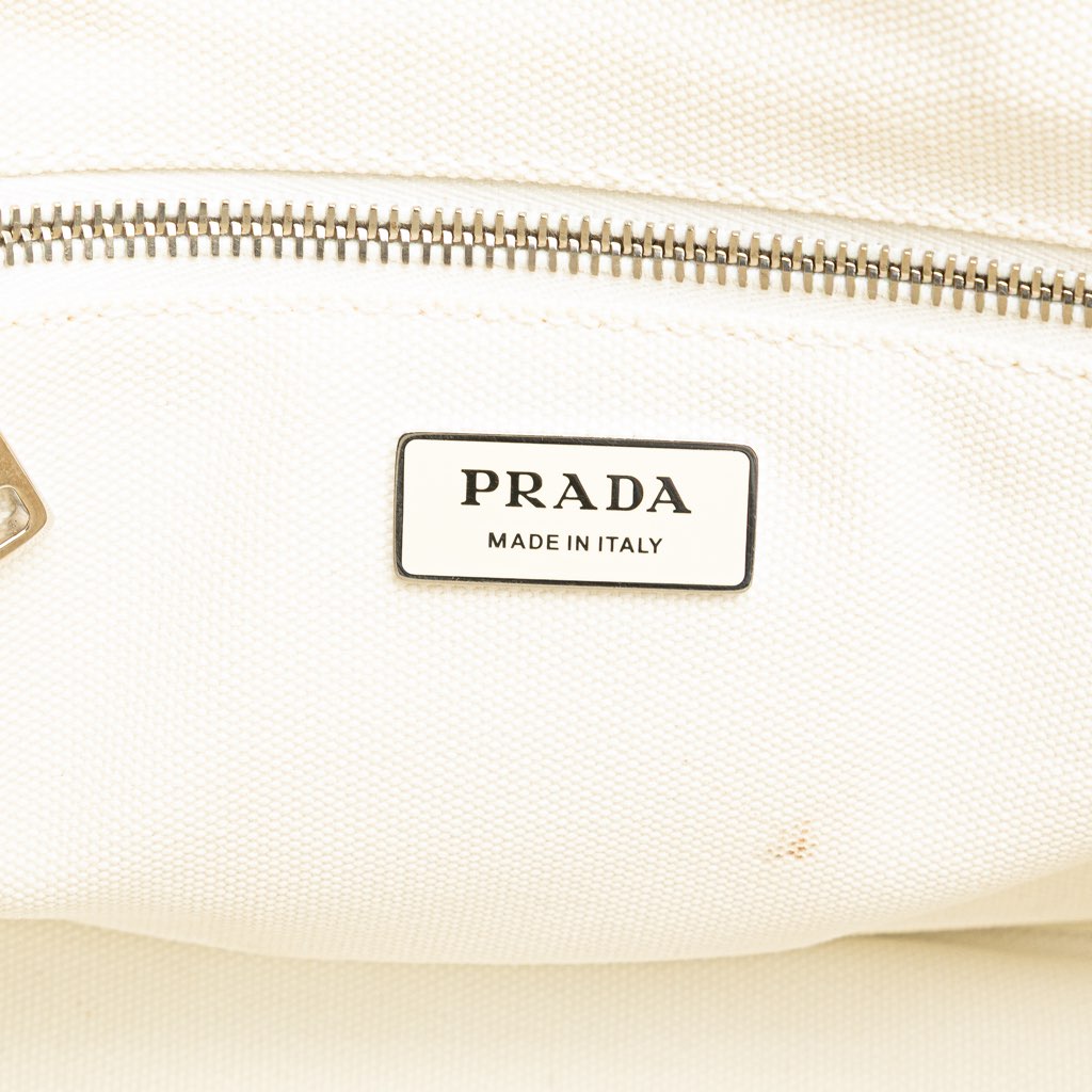Prada Small Canvas Canapa Floral And Symbols Satchel - Side view