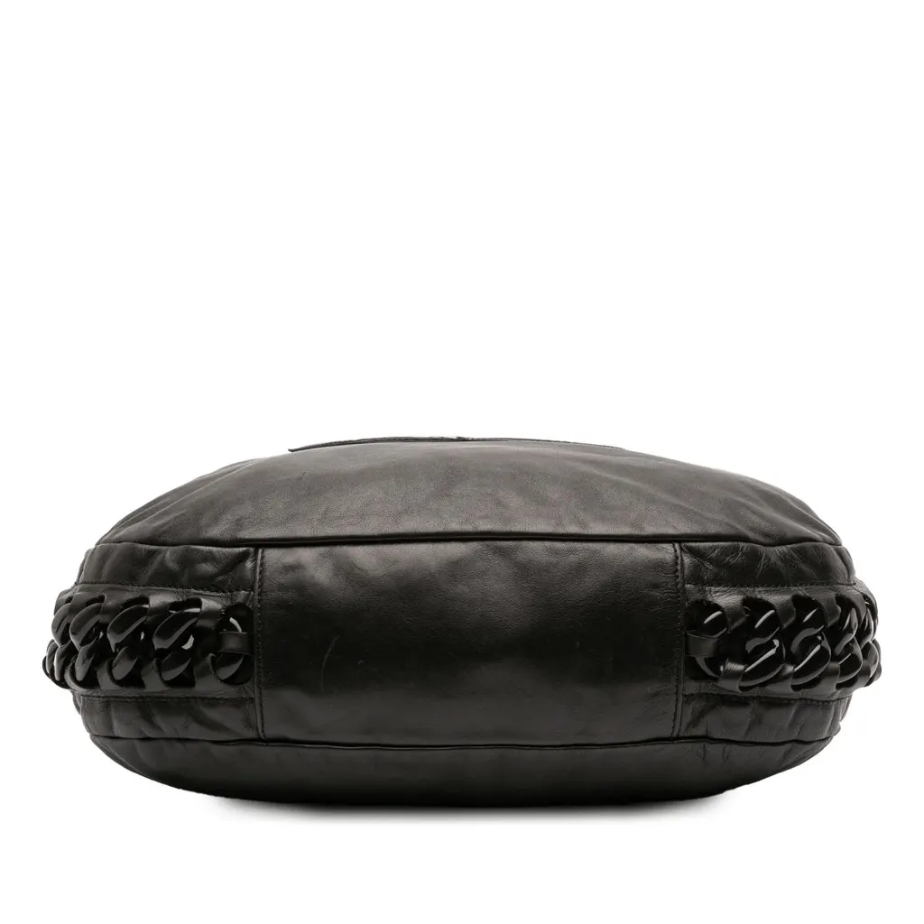 Chanel Calfskin Modern Chain Rhodoid Hobo Black Leather Good - Inside View