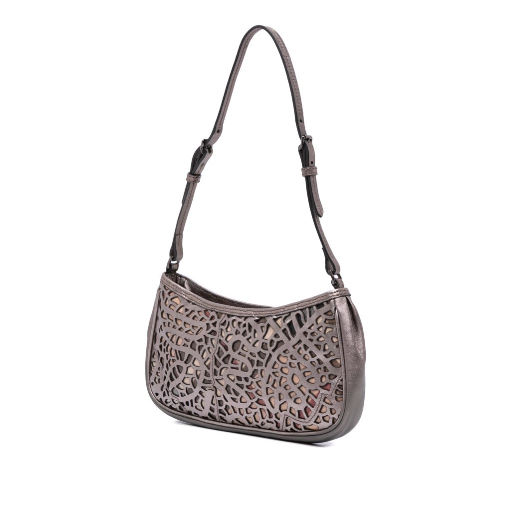 Burberry Nova Check Cutout Leather Accessory Pochette - Back view