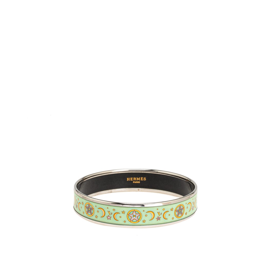 Hermès Narrow Moon Stars Enamel Bangle 65
